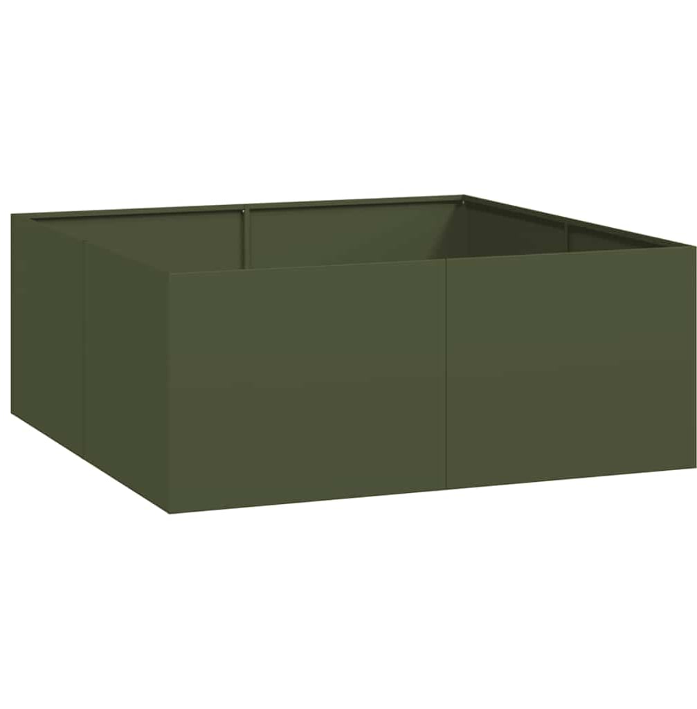 vidaXL Pflanzgefäß Olivgrün 100x100x40 cm Stahl
