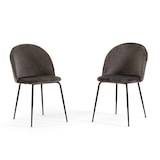 thumbnail of Conjunto de 2 cadeiras de interior em veludo, estofadas, pés em metal, design elegante para cozinha, bar, restaurantes Sara–Cinza escuro/Cinza escuro