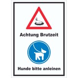 thumbnail of Achtung Brutzeit Hund bitte anleinen hochkant Schild A3 Rückseite selbstklebend