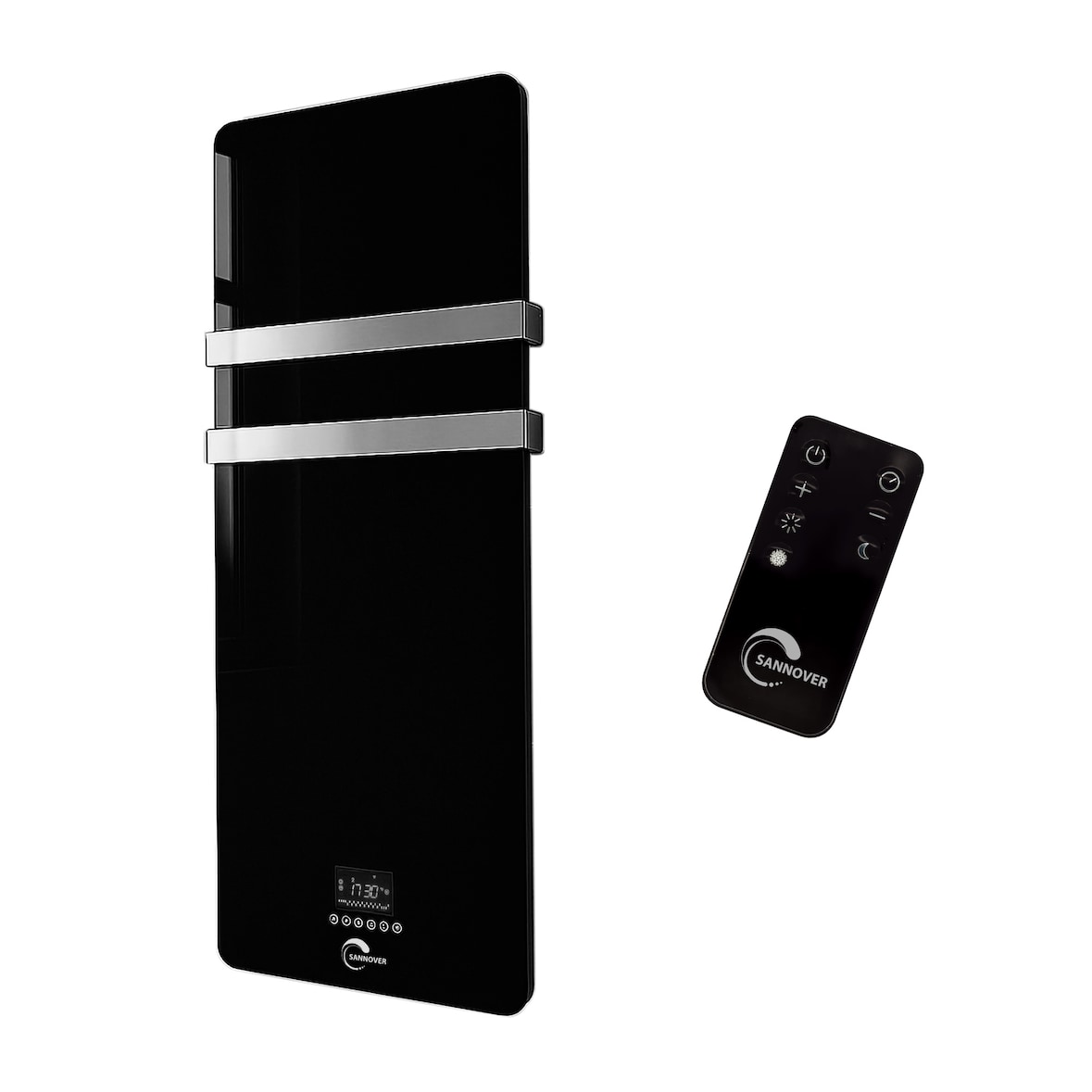 Elektrischer Glas-Wandhandtuchtrockner Omiros Sannover 850 W Schwarz