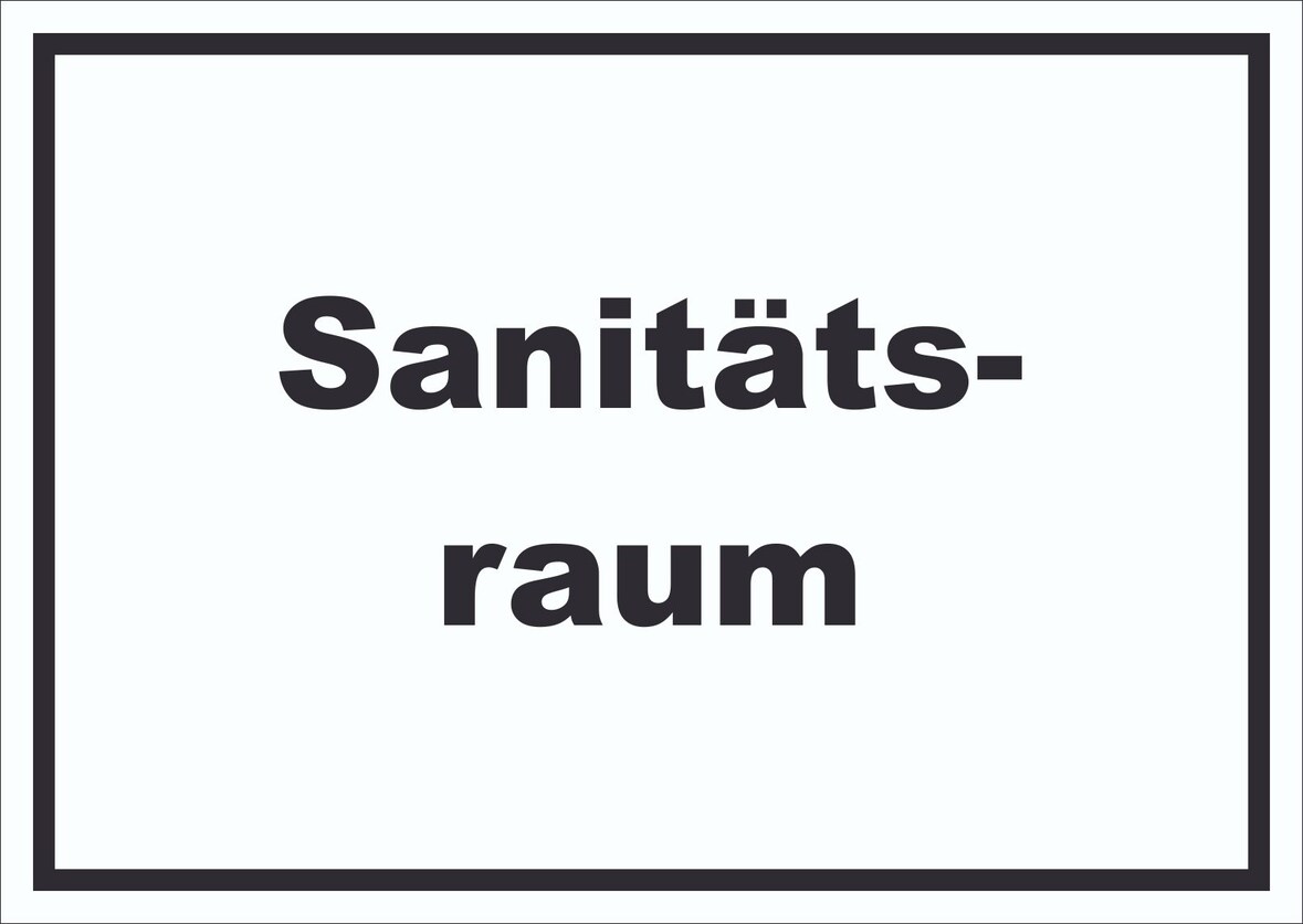 Sanitätsraum Schild mit Text Krankenzimmer waagerecht A1 (594x841mm)