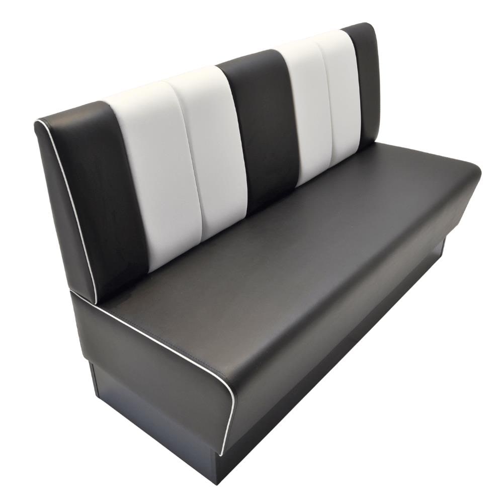 Gastro Sitzbank Americano Retro | Dinerbank Schwarz & Weiß | 160 cm breit | Amerikanische Sitzbank