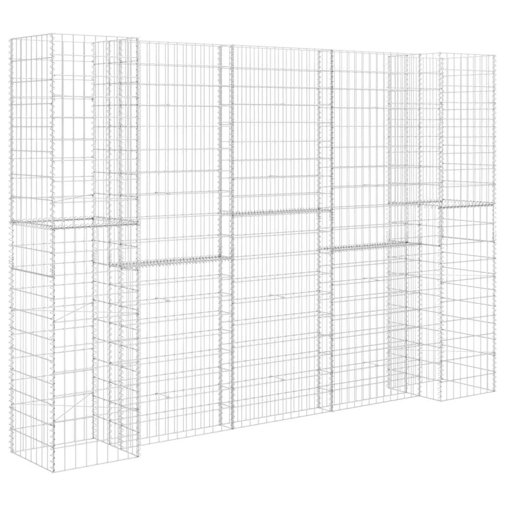 vidaXL H-förmiger Gabionen-Pflanzkorb Stahldraht 260x40x180 cm