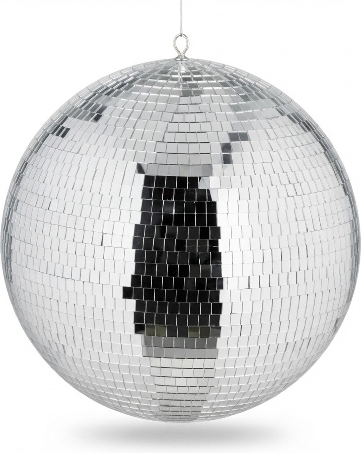 Relaxdays Discokugel, Ø 50 cm, Deko Spiegelkugel zum Aufhängen, große Partykugel mit Metallöse, Discoball Party, silber
