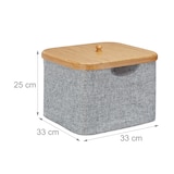 thumbnail of Relaxdays Aufbewahrungskorb Stoff, Aufbewahrungsbox mit Deckel, Regalkorb grau, Stoffbox, HxBxT: 25 x 33 x 33 cm, grey