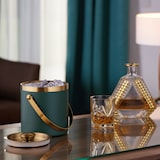 thumbnail of Relaxdays Eiswürfelbehälter, Edelstahl, doppelwandig, Eiseimer mit Deckel & Henkel, 1,5 l, Eiswürfelkübel, grün/gold