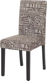thumbnail of Esszimmerstuhl klassisch und zeitlos | HxBxT 90x43x56cm | Sitzhöhe 45cm | Stoff/Textil | dunkle Beine | Schriftzug Grau | Küchenstuhl Stuhl