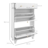 thumbnail of HOMCOM mueble zapatero blanco zapatero estrecho con 2 puertas abatibles y 1 cajón para 8 pares de zapatos para entrada pasillo 60x23,5x98,5 cm