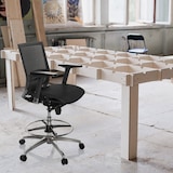 thumbnail of Luxe verhoogde bureaustoel TOP WORK 78 Stof / netstof, zwart / blauw hjh OFFICE