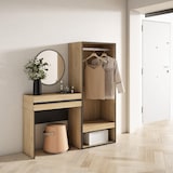 thumbnail of Flurkonsole, Flur-Eingangsmöbel, 130x35x145 cm, Mit Schublade, Offener Schrank, Moderner Stil, Eiche - 476_2