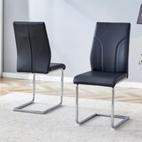 thumbnail of Esszimmerstuhl 2er Set 95x40x41 cm Schwarz+Silber mit PU Bezug und Metallbeinen, gepolsterter Sitz mit Schaumstoff, modern und pflegeleicht