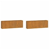 thumbnail of Helloshop26 - Jardinière bac lit surélevé plantes fleurs jardin terrasses murales lot de 2 Rouillé acier corten 53 x 10 x 17 cm 02_0039118