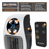 thumbnail of Brandson 500W Steckdosen Heizlüfter, Mini Keramikheizgerät mit Fernbedienung, Überhitzungsschutz, Automatische Abschaltung, Schwarz
