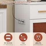 thumbnail of Buffetschrank 105x43x182 cm Weiß mit Stofffronten, Massivholzgriffen, LED-Beleuchtung, Steckdose & USB-Anschlüssen, großem Stauraum