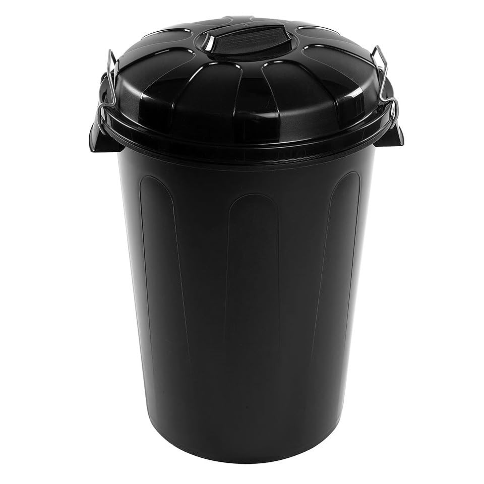 Cubo de basura con tapa 100 litros basurero negro asas de presión