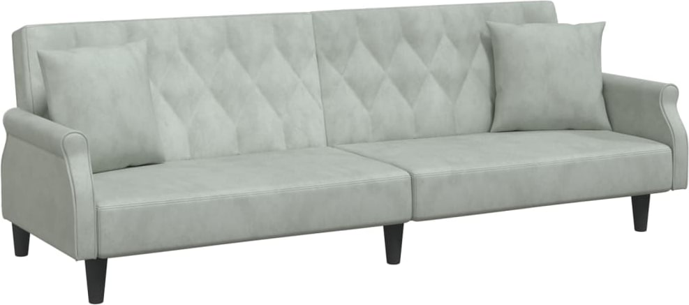 Helloshop26 - Sofá-cama com braços 216 x 89 x 70 cm veludo cinza claro ...