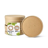 thumbnail of BIOZOYG Pappdeckel Suppenbecher 300 Stück Ø 150 mm Braun  Suppenterrine mit Deckel Beschichtet Einweg  Kartondeckel Membrandeckel mit Luftlöchern