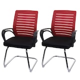 thumbnail of 2er-Set Konferenzstuhl HWC-K51, Besucherstuhl Freischwinger, 150kg belastbar Stoff/Textil ~ rot