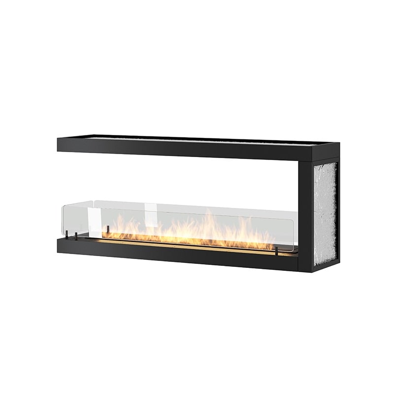Lareira embutida a bioetanol design U1200 com vidro aberto em 3 lados Queimador de 3 litros