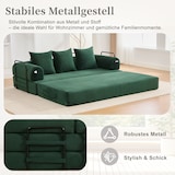 thumbnail of Merax 2-Sitzer Sofa, Schlafsofa Zusammenlegbares Kompressionssofa mit robustem Metallrahmen, Seitentaschen plus 3 Kissen, Emerald