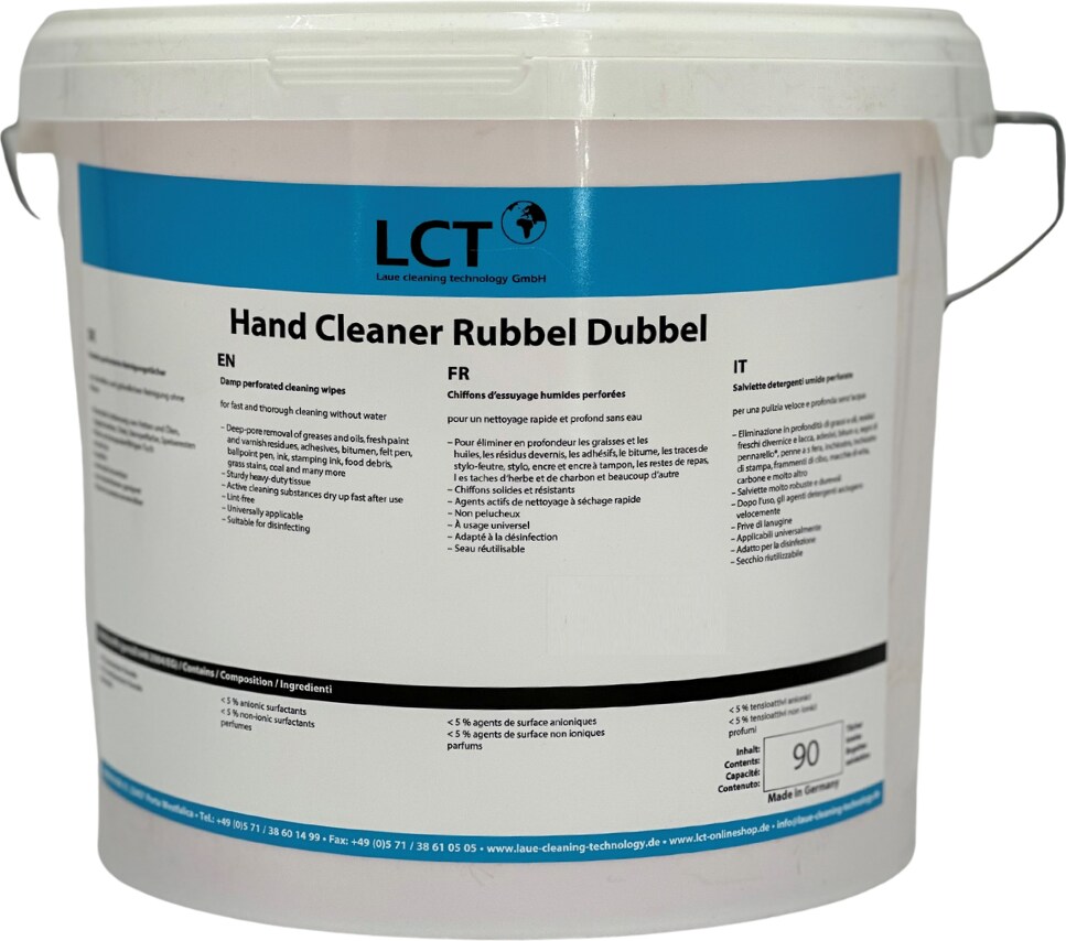LCT Hand Cleaner Rubbel Dubbel feuchte, perforierte Reinigungstücher fusselfrei Inhalt: 90 Tücher -  Citrusduft Feuchttücher desinfizierend