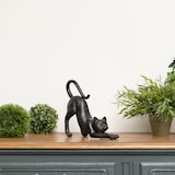 thumbnail of Dekoration Deko Katze schwarz Polyresin Cat streckt sich Katzenhocker