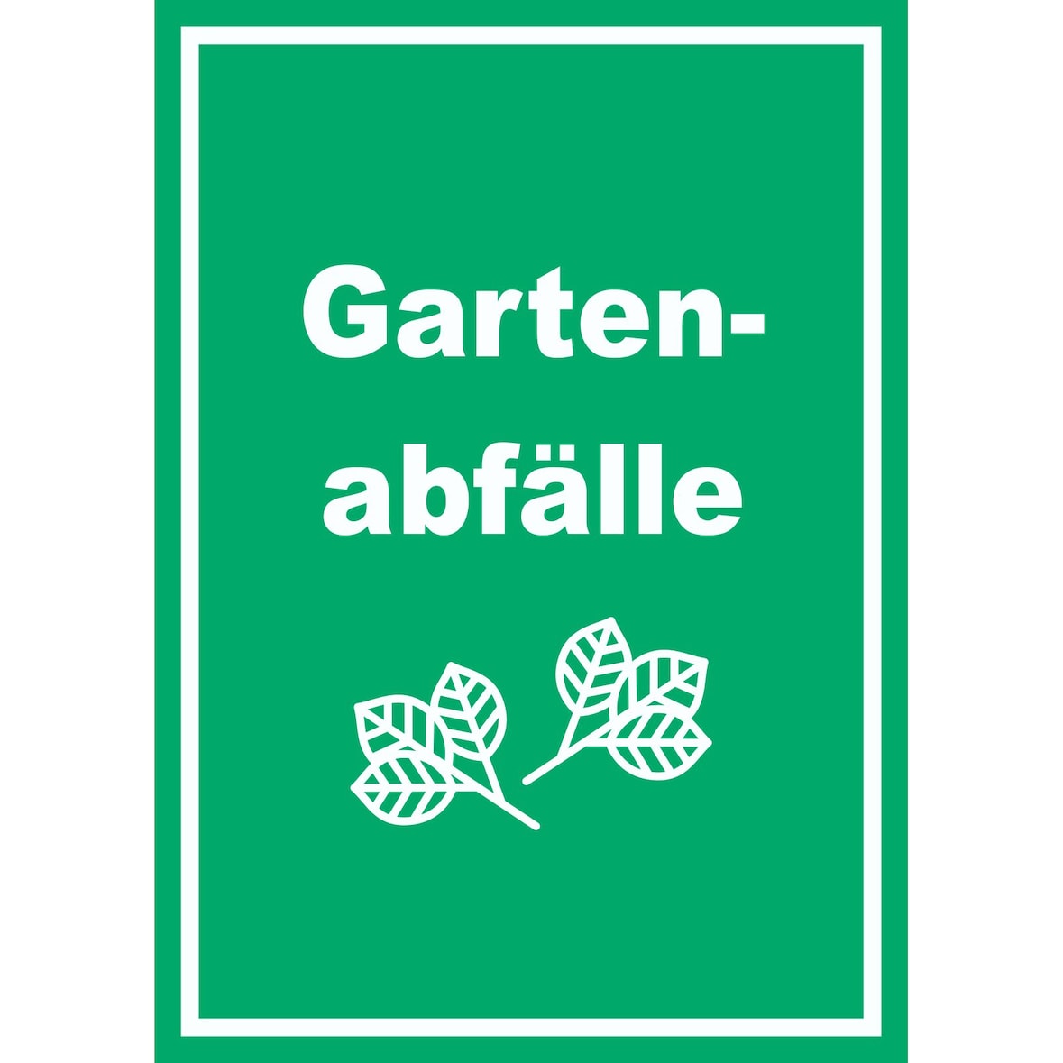 Gartenabfälle Mülltrennung Schild Text Symbol Blätter Garten hochkant A4 (210x297mm)