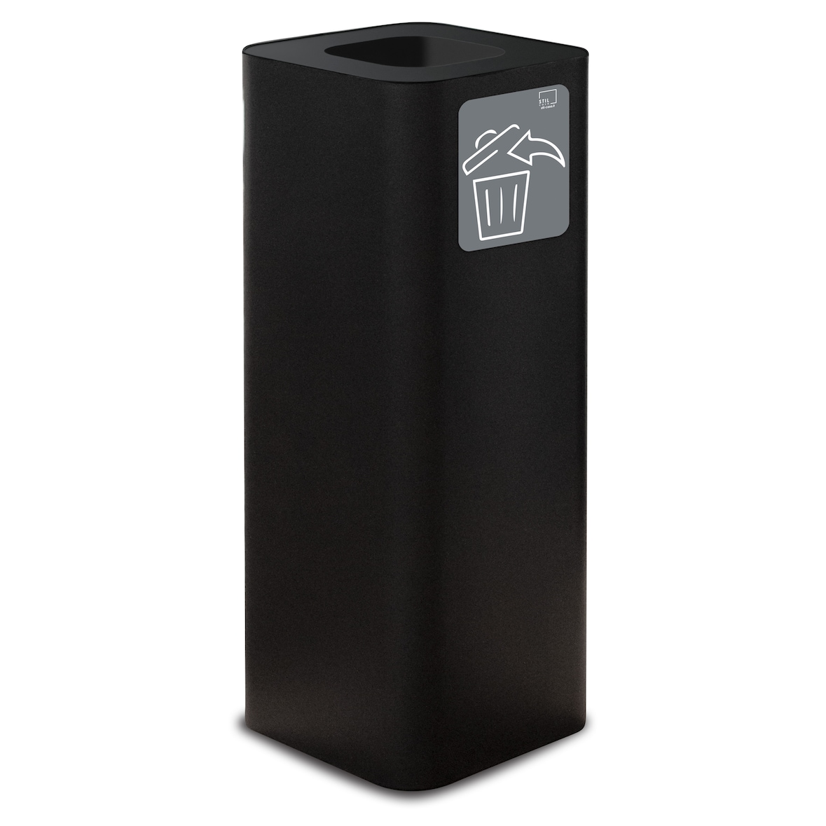 Papelera Cuadrada 60 Lts Color Negro Con Pictograma Magnetico Incluido