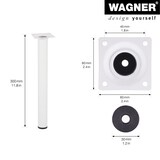 thumbnail of WAGNER Möbelbein CLASSIC RETRO - Ø 30 x 300 mm, Anschraubplatte 60 x 60 mm, Gewinde Ø 10 mm, Stahl, weiß - 12163001