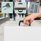 thumbnail of Relaxdays Geldkassette abschließbar, Münzgeldeinsatz, Scheinfach, Barkasse mit Griff, HxBxT: 10x37x28 cm, Eisen, weiß