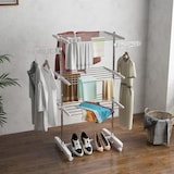 thumbnail of Tendedero Plegable 6 Ruedas 3 y 4 Niveles Estantes Tubo Acero Inox Tendero Ropa