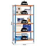 thumbnail of PROREGAL Schwerlastregal BIG METAL SHARK | HxBxT 200x110x40cm | Fachlast 200kg | Blau-Orange| Standregal Lagerregal