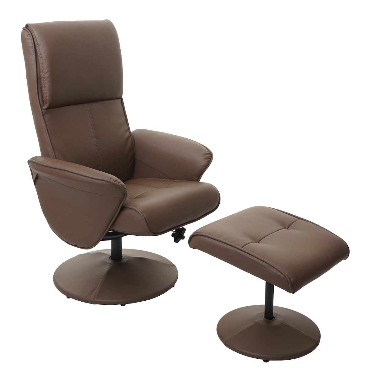 Helsinki relaxfauteuil, TV fauteuil TV fauteuil met kruk ~ kunstleder, taupe