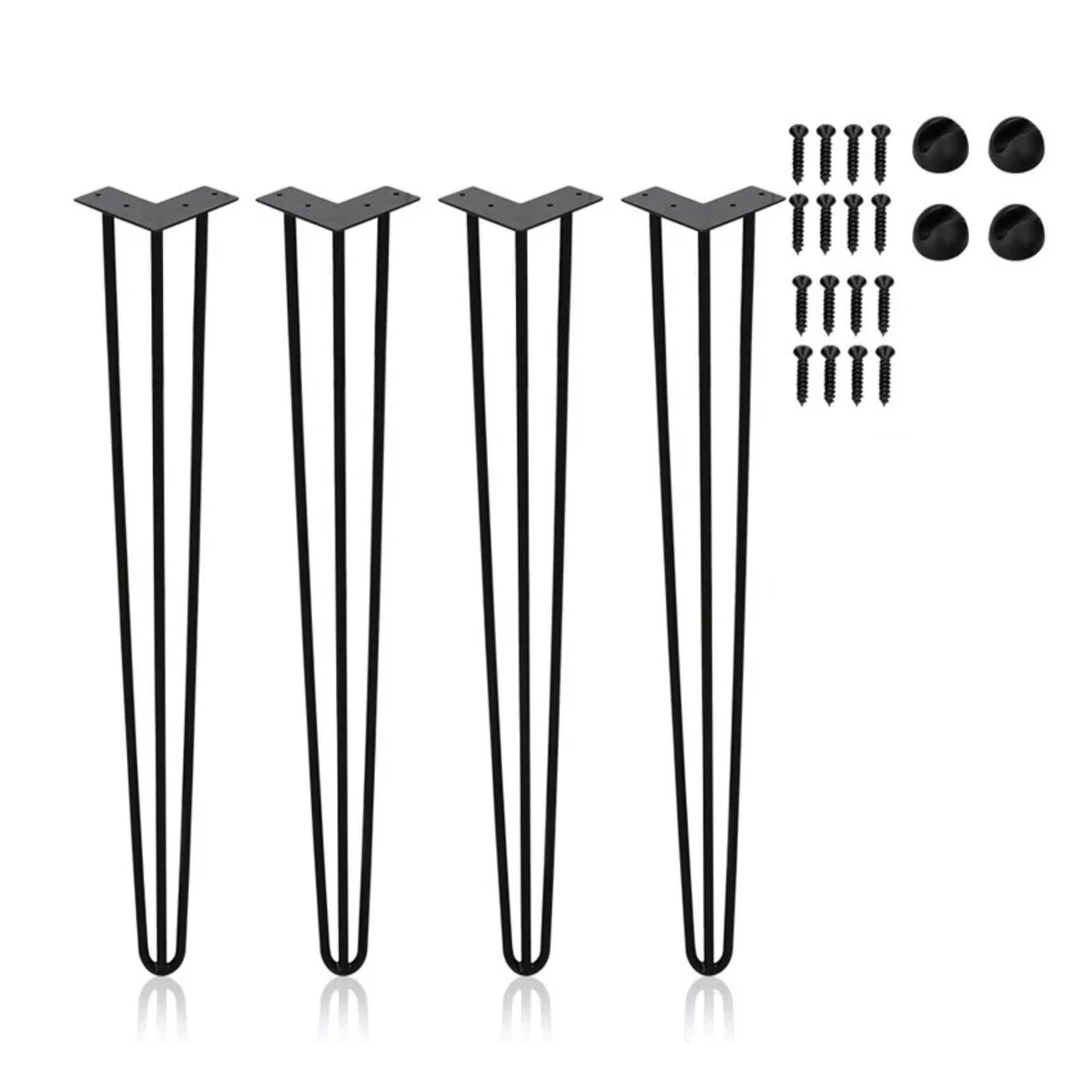BERLINTABLES Premium Tischbeine 4 Stück Set 91cm Schwarz massiv Stahl|Tischgestell Hairpin Legs 3 Streben Metall Tischfüße Büro/Schreibtisch/Esstisch
