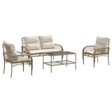thumbnail of vidaXL 4-tlg. Garten-Sofagarnitur mit Kissen Beige Poly Rattan