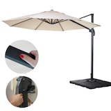 thumbnail of Zweefparasol HWC-A96, parasol, rond Ø 4m polyester/aluminium 27kg ~ crème met voet