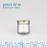 thumbnail of Lote de 20 tarros de vidrio vacíos 130 ml con tapa dorada - Para mermeladas, miel, conservas y yogur