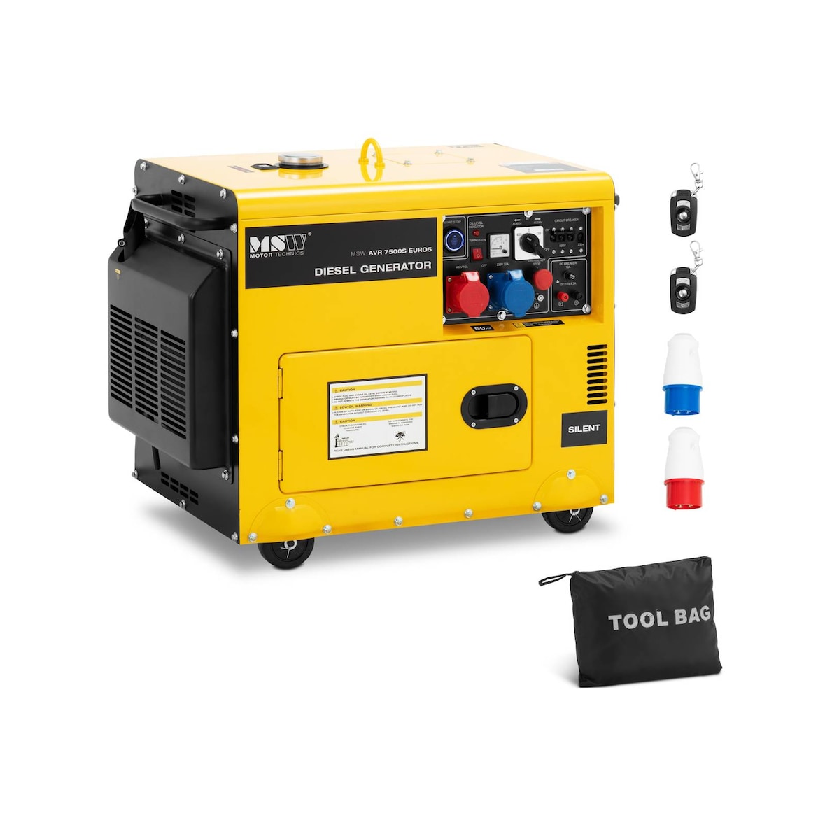 MSW Generador diésel - 6370 / 7500 W - 16 L - 230/400 V - portátil - AVR - Euro 5