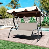 thumbnail of Dondolo 3 Posti Algarve Con Tettuccio Parasole Regolabile Cuscini Imbottiti Struttura Robusta In Acciaio Da Giardino 170 x 110 x 153 cm Beige