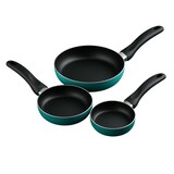 thumbnail of WellHome - Set di pentole in acciaio inox da 5 pezzi con set di padelle da 3 pezzi Ø16/20/24 cm in alluminio pressato blu metallizzato