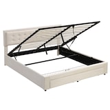 thumbnail of Merax Hydraulisches Polsterbett 180x200 Stauraumbett Doppelbett aus Samt mit Höhenverstellbares Kopfteil & 2 Schubladen & Lattenrost Beige