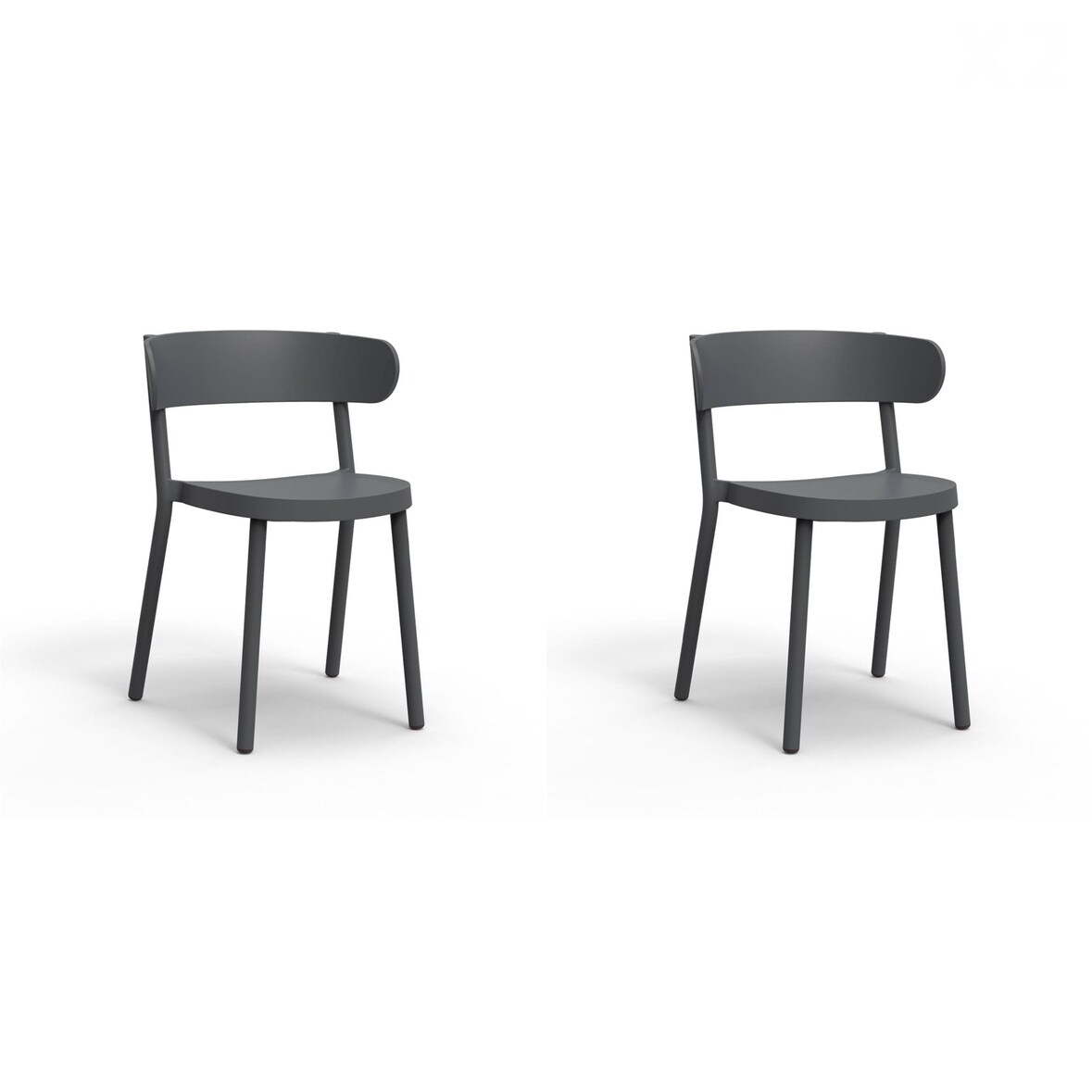 Resol CASINO Chaise Intérieur, Extérieur Set 2 Gris Foncé