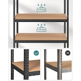 thumbnail of UAC Schwerlastregale 200 x 120 x 60 cm bis 875 kg belastbar, Stecksystem, Lagerregal, Werkstattregal, 5 verstellbare Ablagen, Metallregal, schwarz