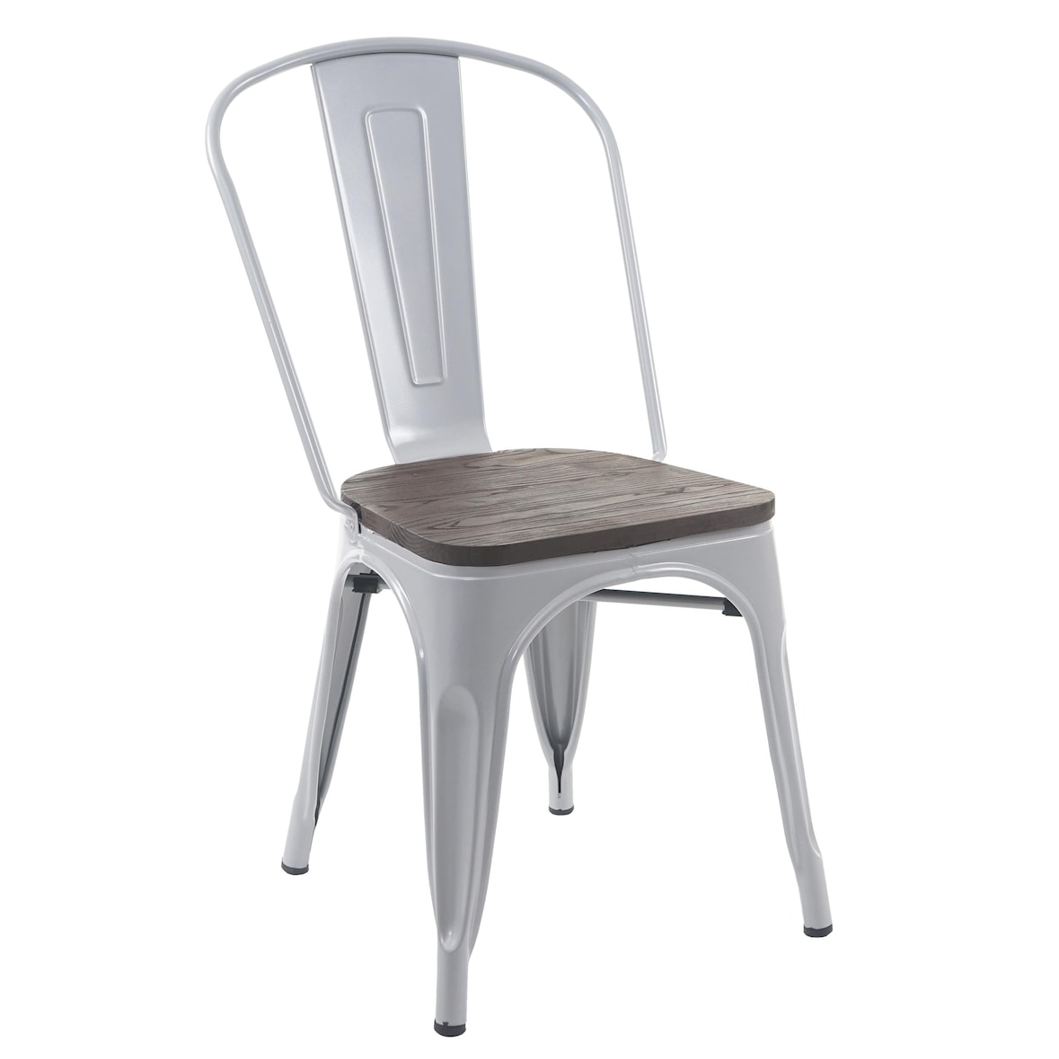 Décoshop26 - Chaise de salle à manger style industriel factory métal gris et assise en bois 04_0002024