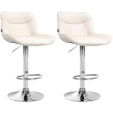 thumbnail of Conjunto de 2 bancos de bar Vonore em imitação de pele creme/cromo