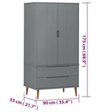 thumbnail of vidaXL Kleiderschrank MOLDE Grau 90x55x175 cm Massivholz Kiefer