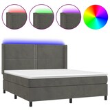thumbnail of vidaXL Boxspringbett mit Matratze & LED Dunkelgrau 160x200 cm Samt