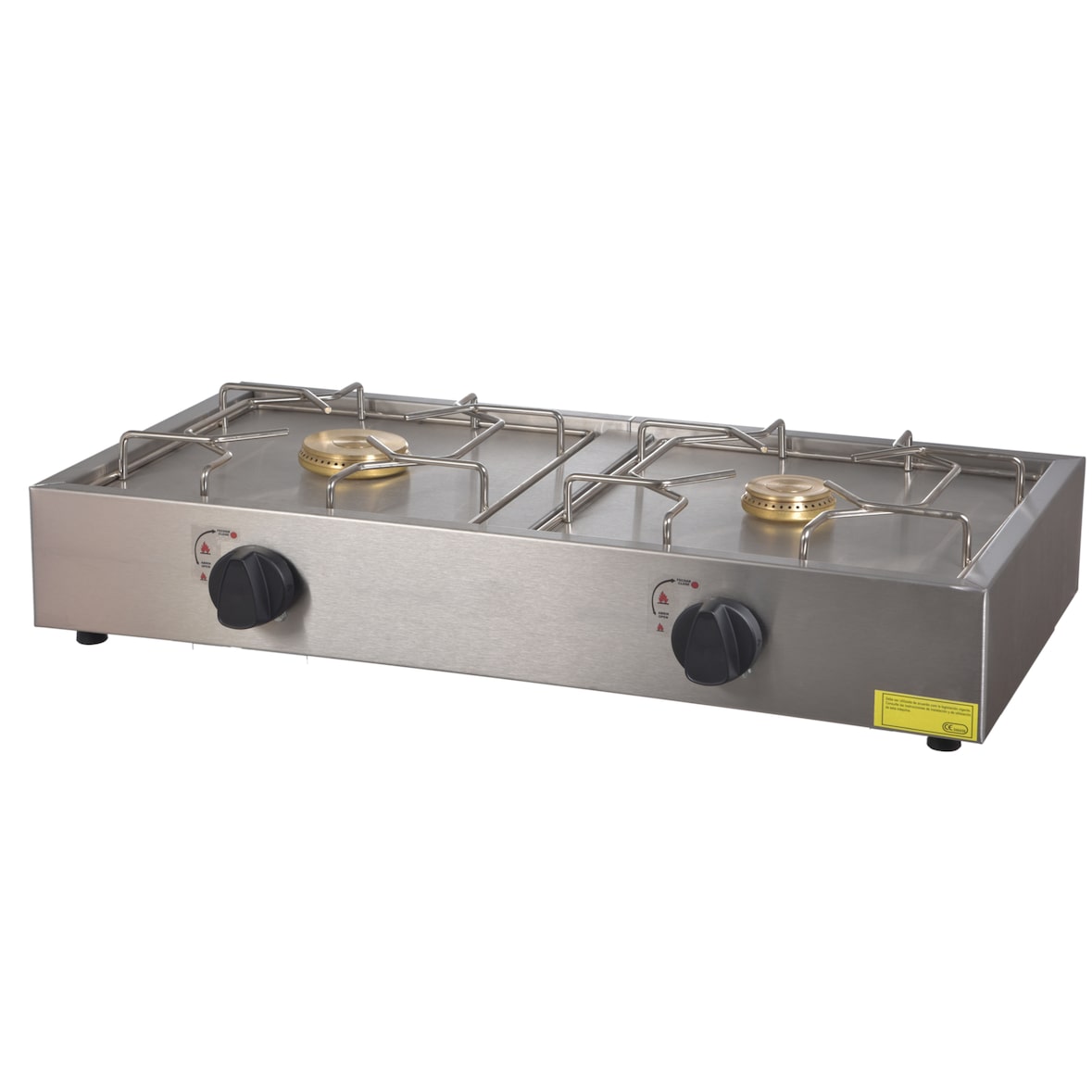 Fogón de 2 fuegos. Se suministra preparado para gas butano-propano.