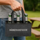 thumbnail of Flaschentasche Grau Filz 6 Fächer Männerhandtasche Tragetasche