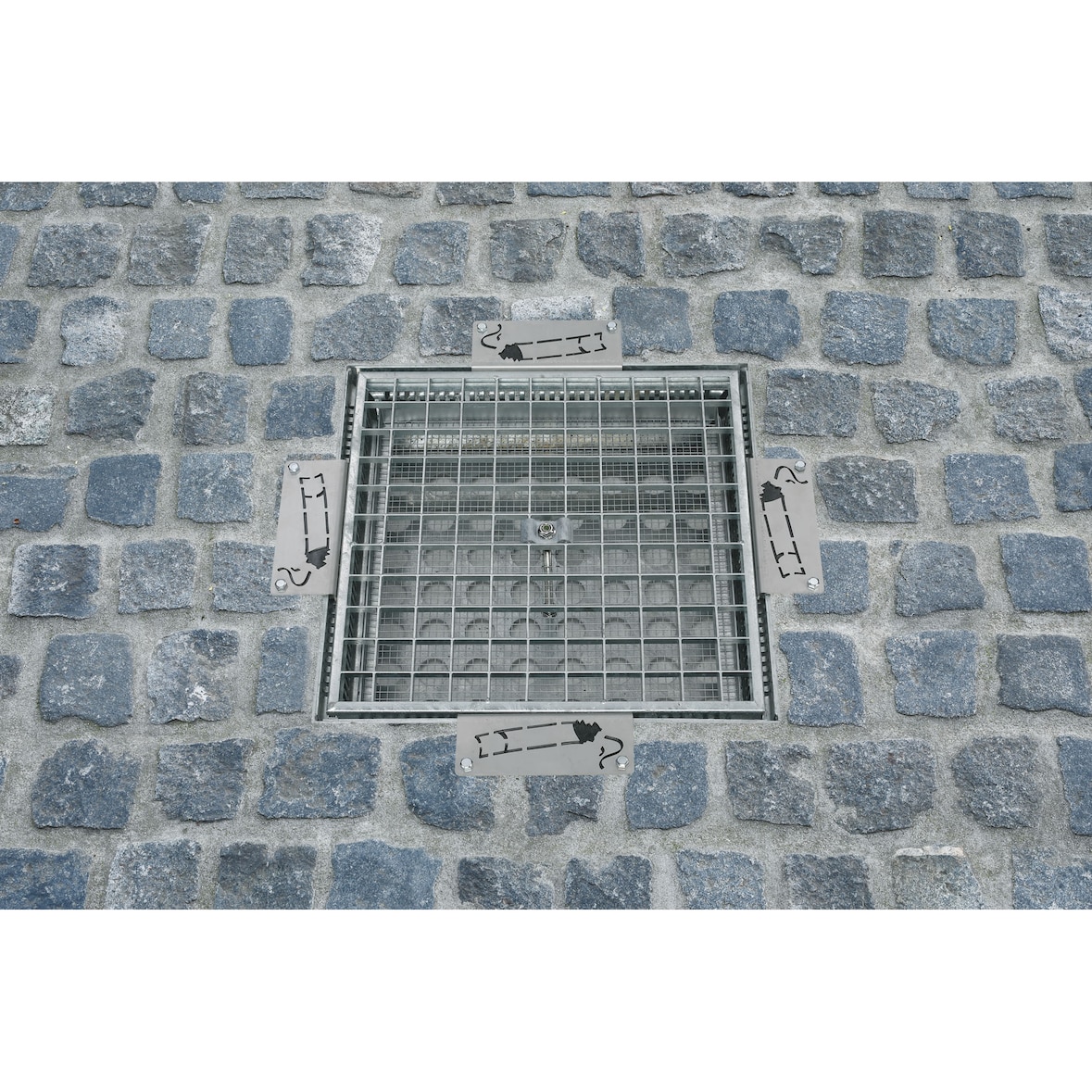 PROREGAL Robuster Bodenascher mit Zigaretten-Piktogramm | HxBxT 40x40x15cm | Verzinkter Stahl | Grau | Ascher Aschenbecher